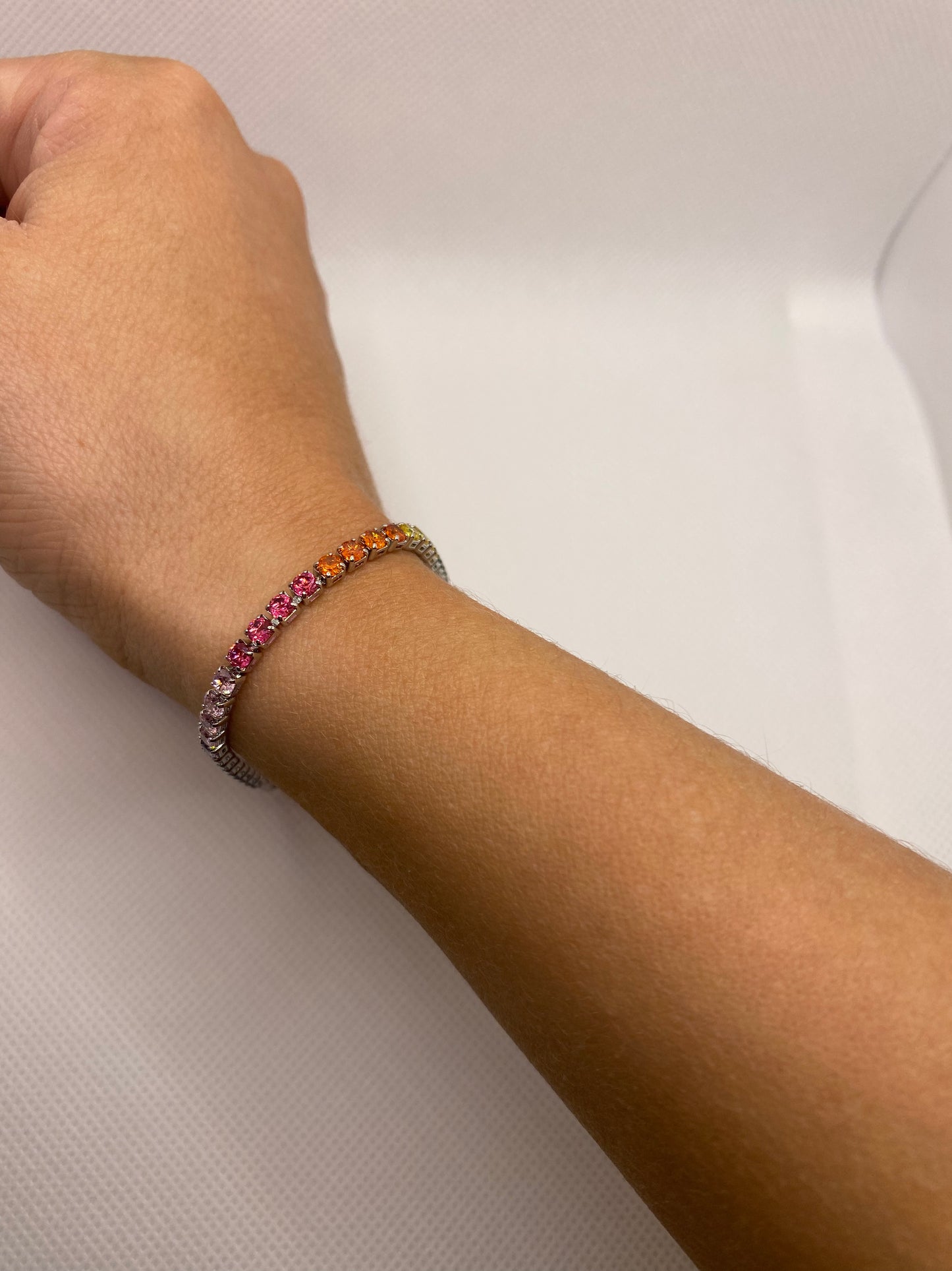 Rainbow Cz Tennis Bracelet
