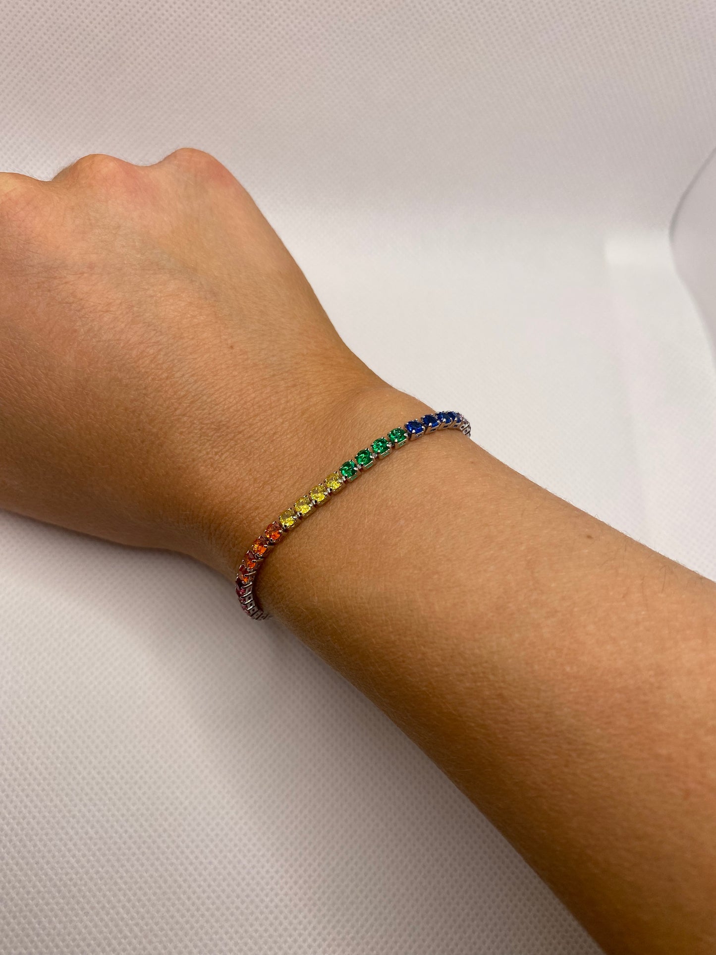 Rainbow Cz Tennis Bracelet
